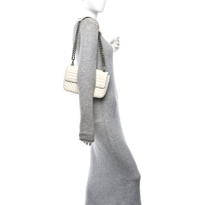 Prada Soft Calfskin Impunture Diagramme Medium Chain Flap Shoulder Bag White 2 of 10