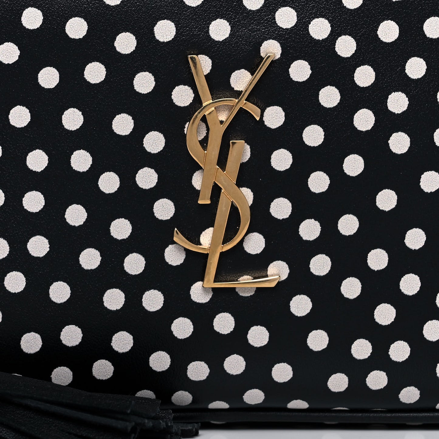 Calfskin Printed Polka Dot Mini Lou Camera Bag Black Crema Soft