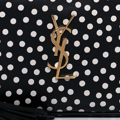 Saint Laurent Calfskin Printed Polka Dot Mini Lou Camera Bag Black Crema Soft 8 of 13