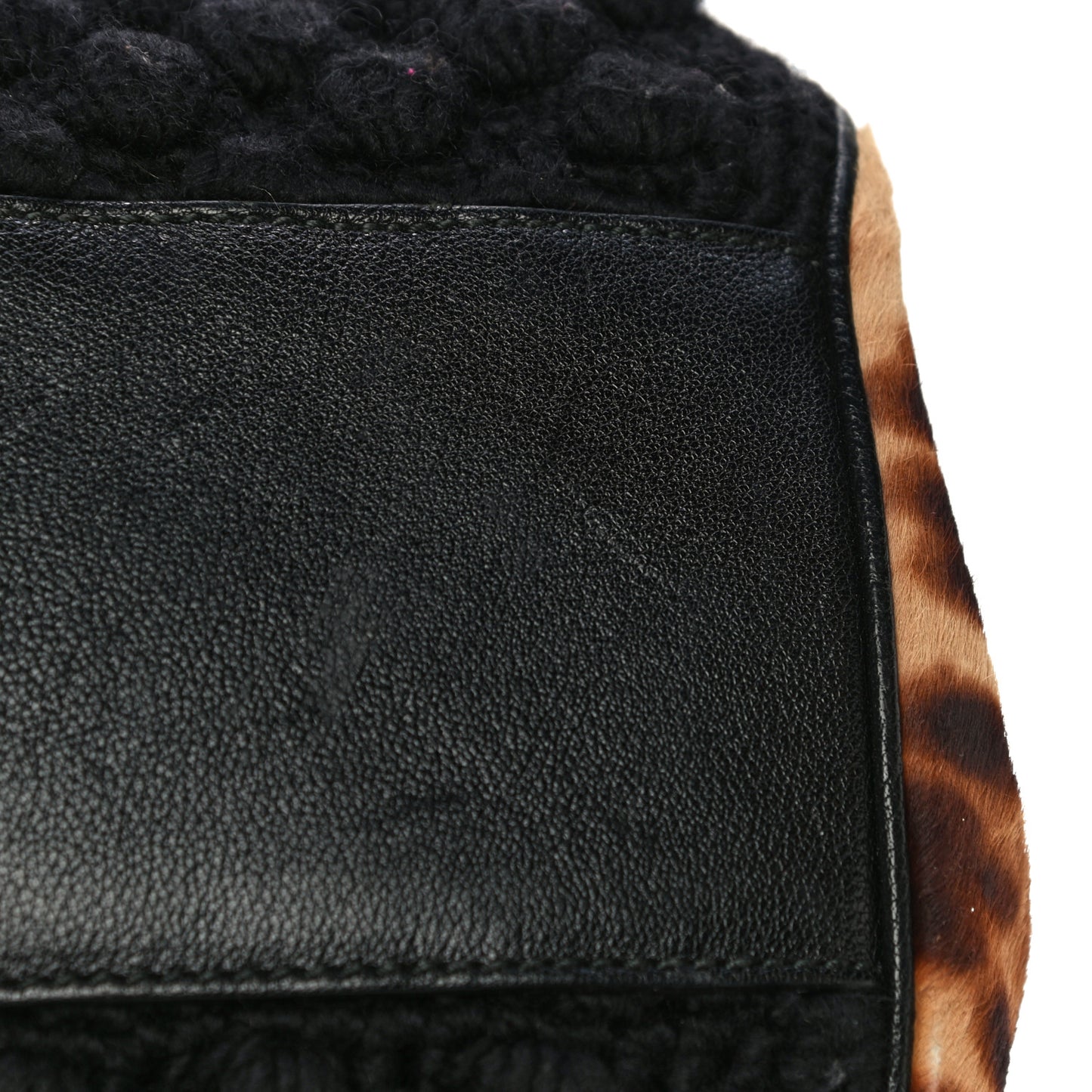 Calf Hair Leopard Print Knit Miss Sicily Satchel Black Naturale