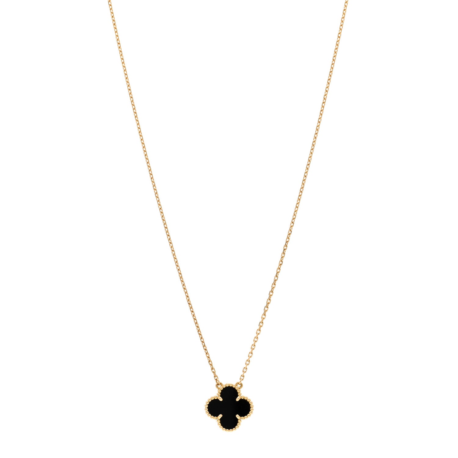 Van Cleef & Arpels VAN CLEEF & ARPELS 18K Yellow Gold Black Onyx Vintage Alhambra Pendant Necklace 1 of 5