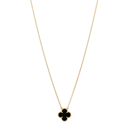 Van Cleef & Arpels VAN CLEEF & ARPELS 18K Yellow Gold Black Onyx Vintage Alhambra Pendant Necklace 1 of 5