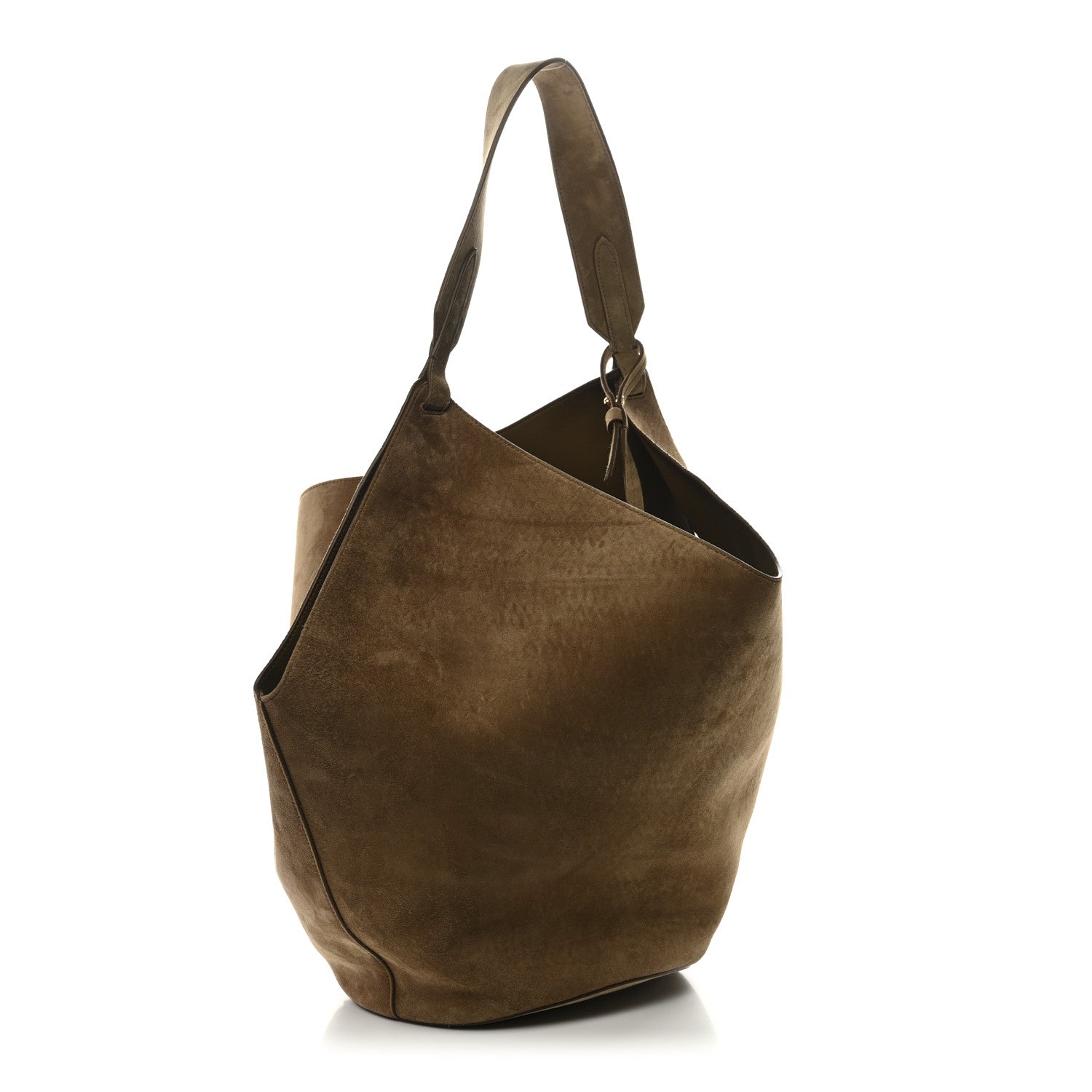 Khaite Suede Calfskin Medium Lotus Tote Mud 4 of 10