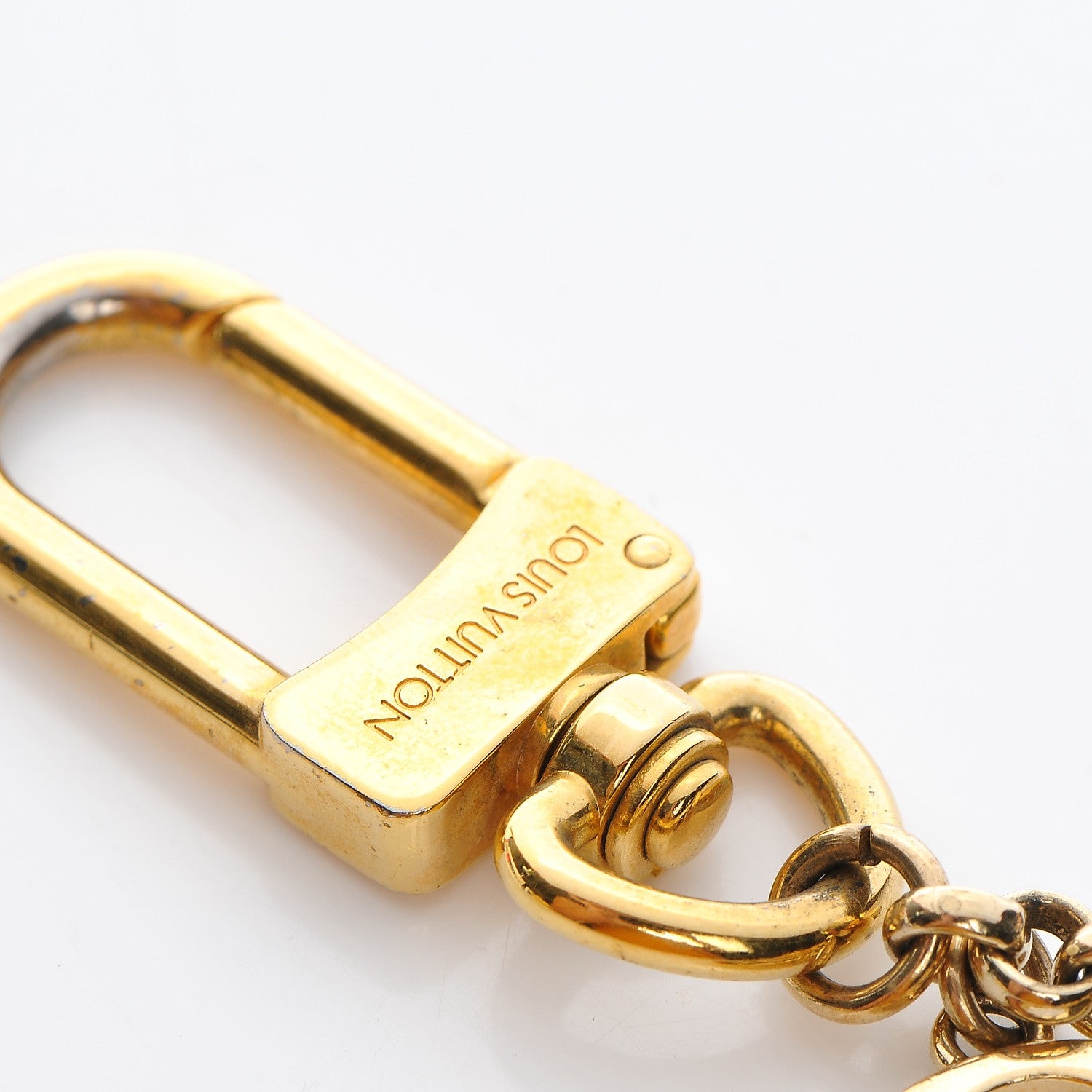 Louis Vuitton Brass Enamel Fleur De Monogram Bag Charm Chain Gold 4 of 5