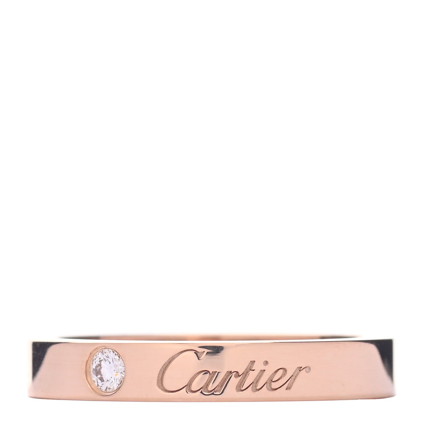 18K Pink Gold Diamond 3mm C De Cartier Wedding Band Ring 49 4.75