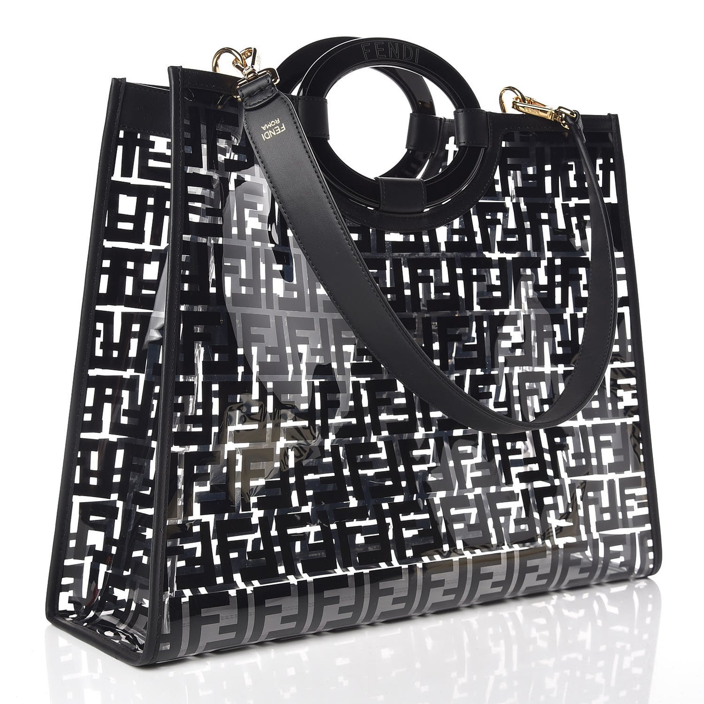 TPU FF Vitello Century Plexiglass Medium Runaway Shopper Tote Black