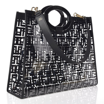 Fendi TPU FF Vitello Century Plexiglass Medium Runaway Shopper Tote Black 3 of 10