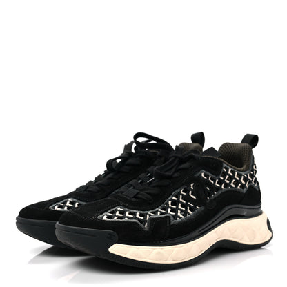 Chanel Suede Calfskin Embroidered CC Sneakers 39 Black 3 of 8