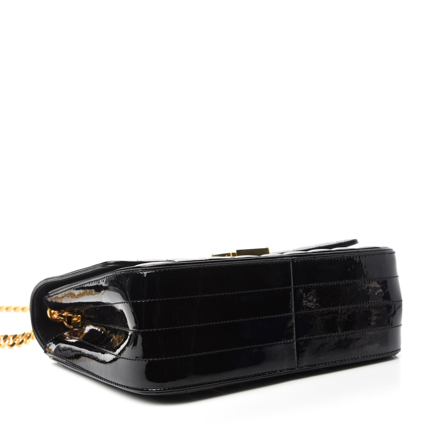 Saint Laurent Patent Matelasse Monogram Large Vicky Chain Bag Black 4 of 13