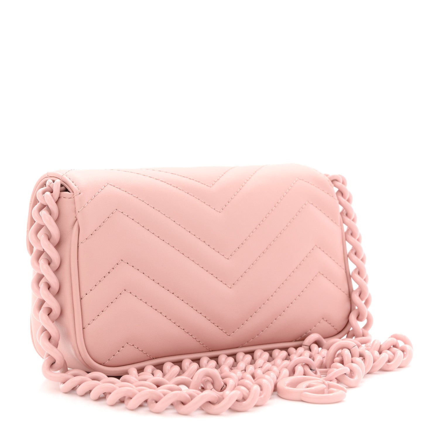 Gucci Calfskin Matelasse Monochrome GG Marmont Chain Belt Bag Perfect Pink 3 of 11