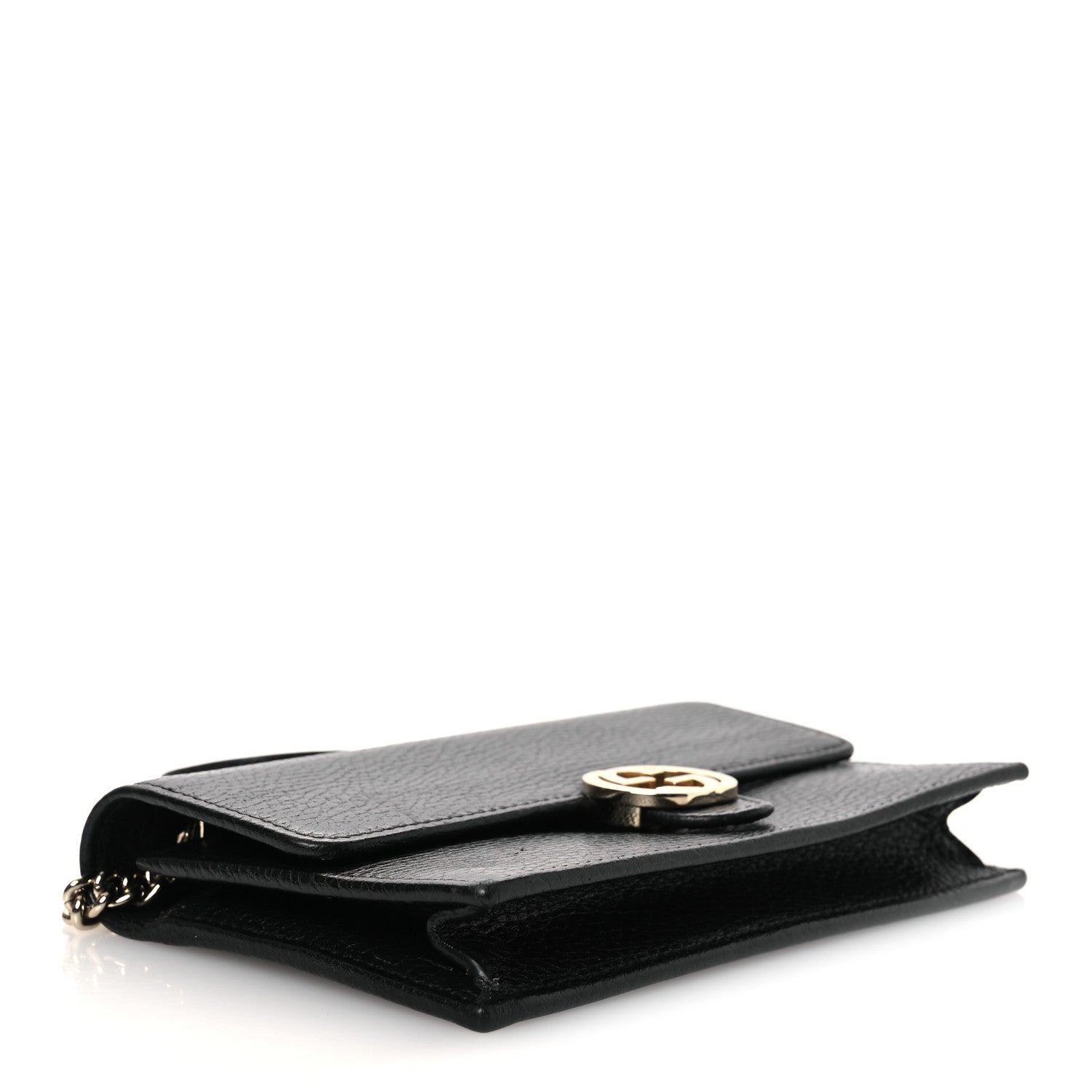 Gucci Dollar Calfskin Interlocking G Chain Wallet Black 4 of 14