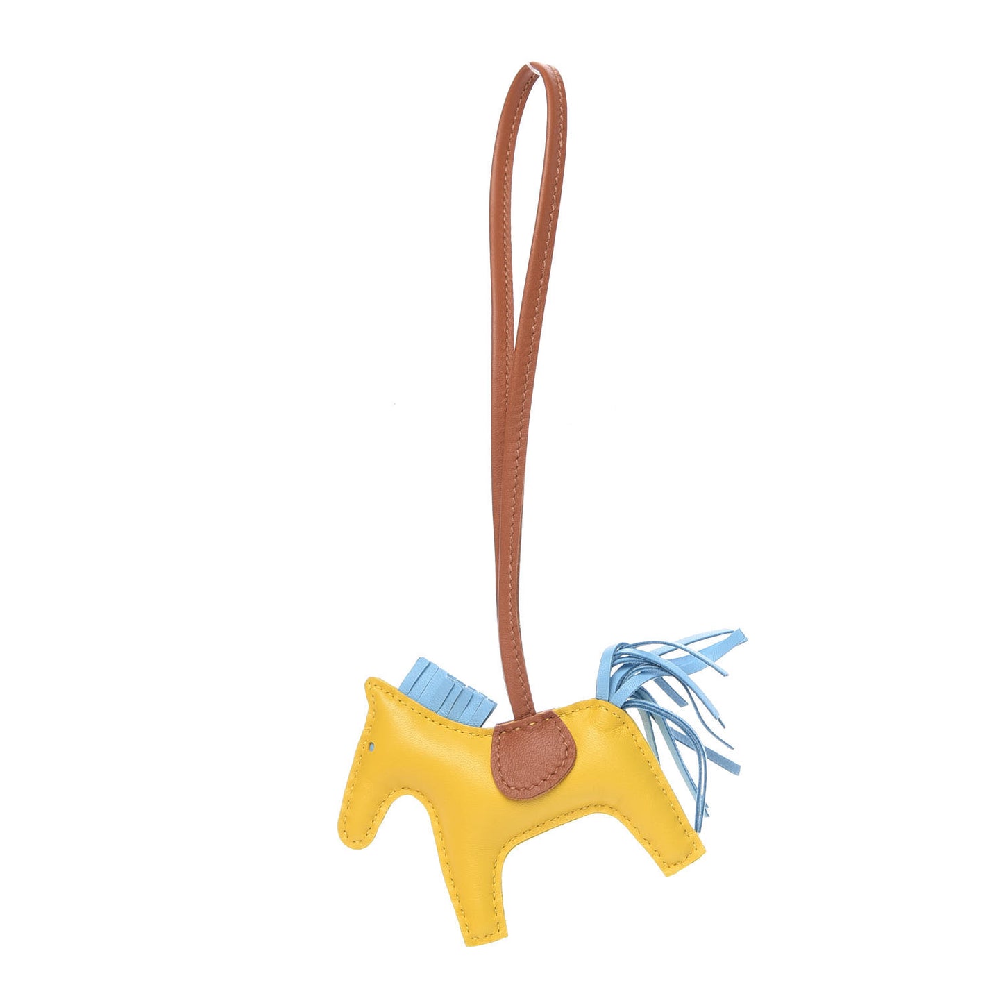 Milo Lambskin Grigri Rodeo Horse Bag Charm PM Jaune de Naples Celeste Gold