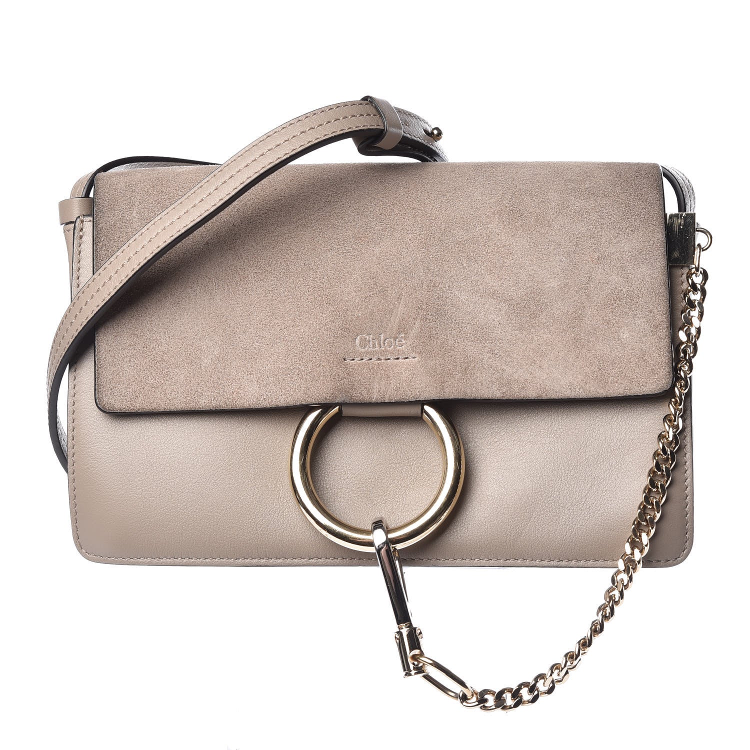 Chloe Suede Calfskin Small Faye Shoulder Bag Motty Grey 1 of 13