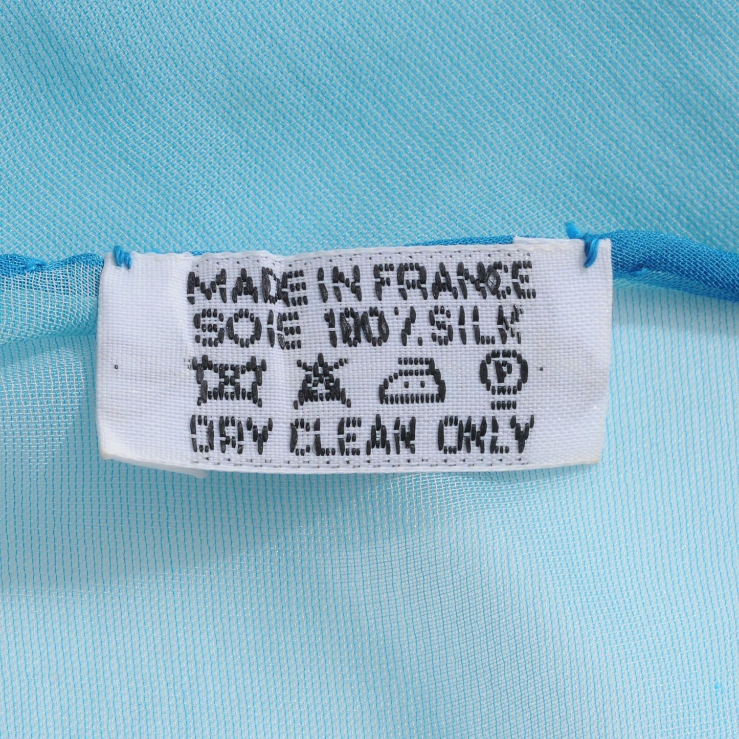 Silk Mousseline Pointu Triangle Scarf Bleu