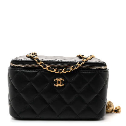 Chanel Lambskin Quilted Pearl Crush Small Vanity Case With Chain Black 1 of 10