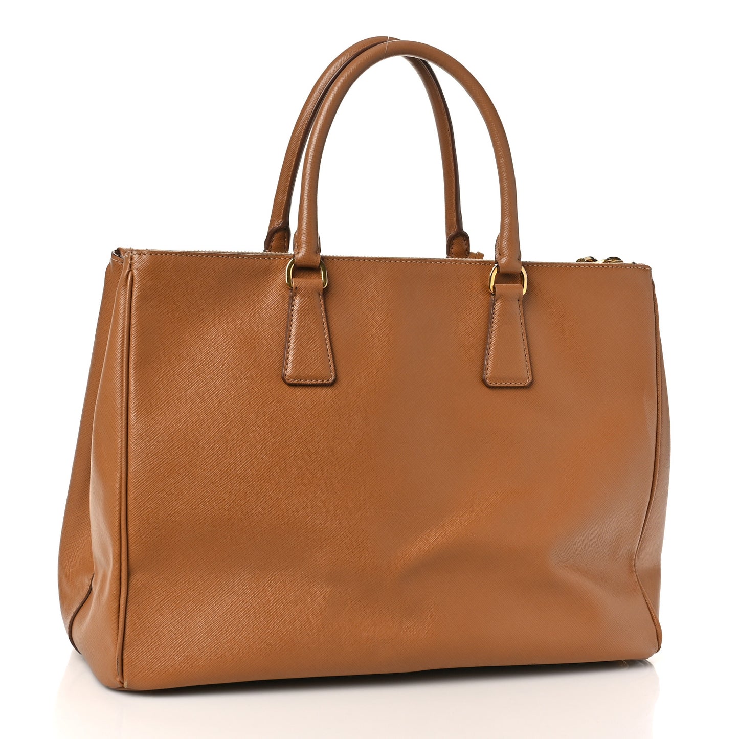 Saffiano Large Galleria Double Zip Tote Caramel