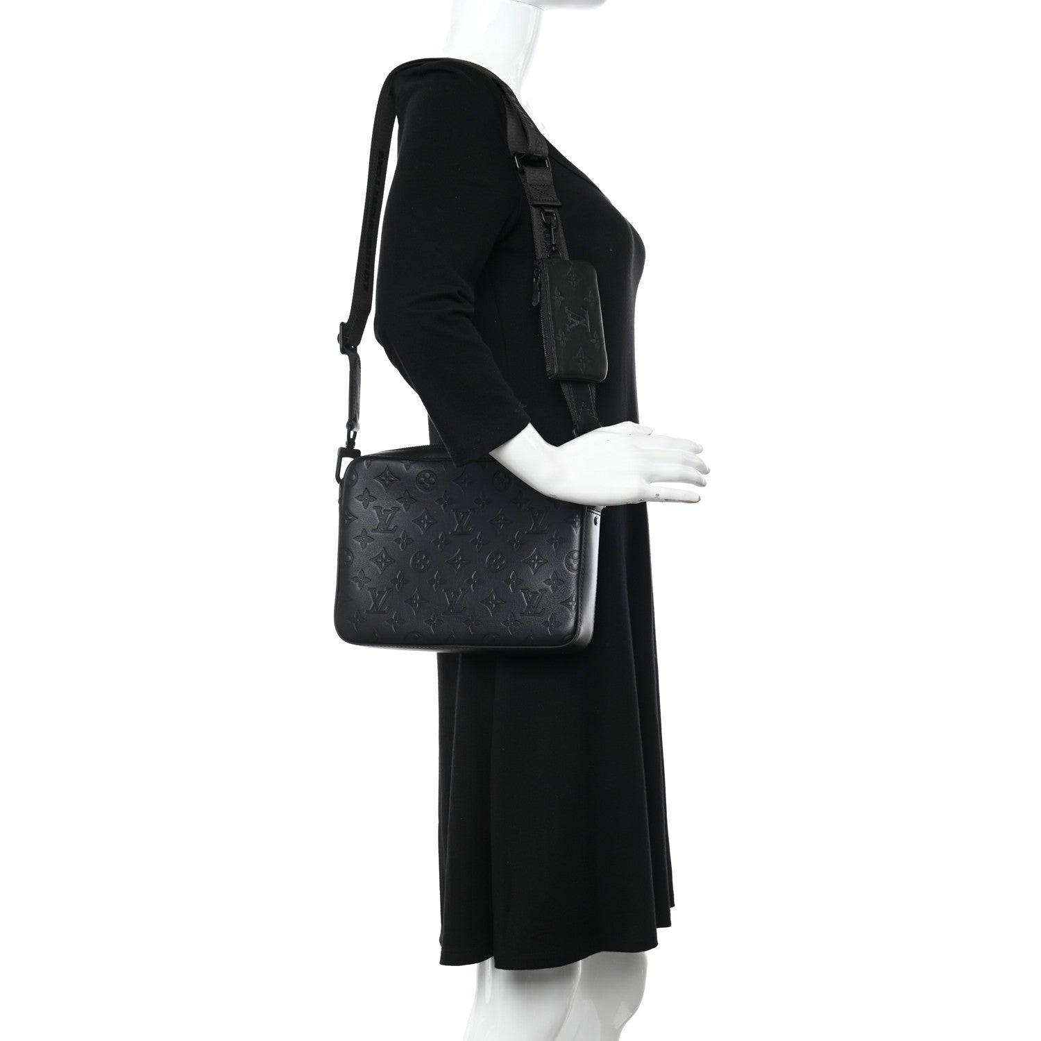 Louis Vuitton Calfskin Monogram Shadow Duo Messenger Black 2 of 11