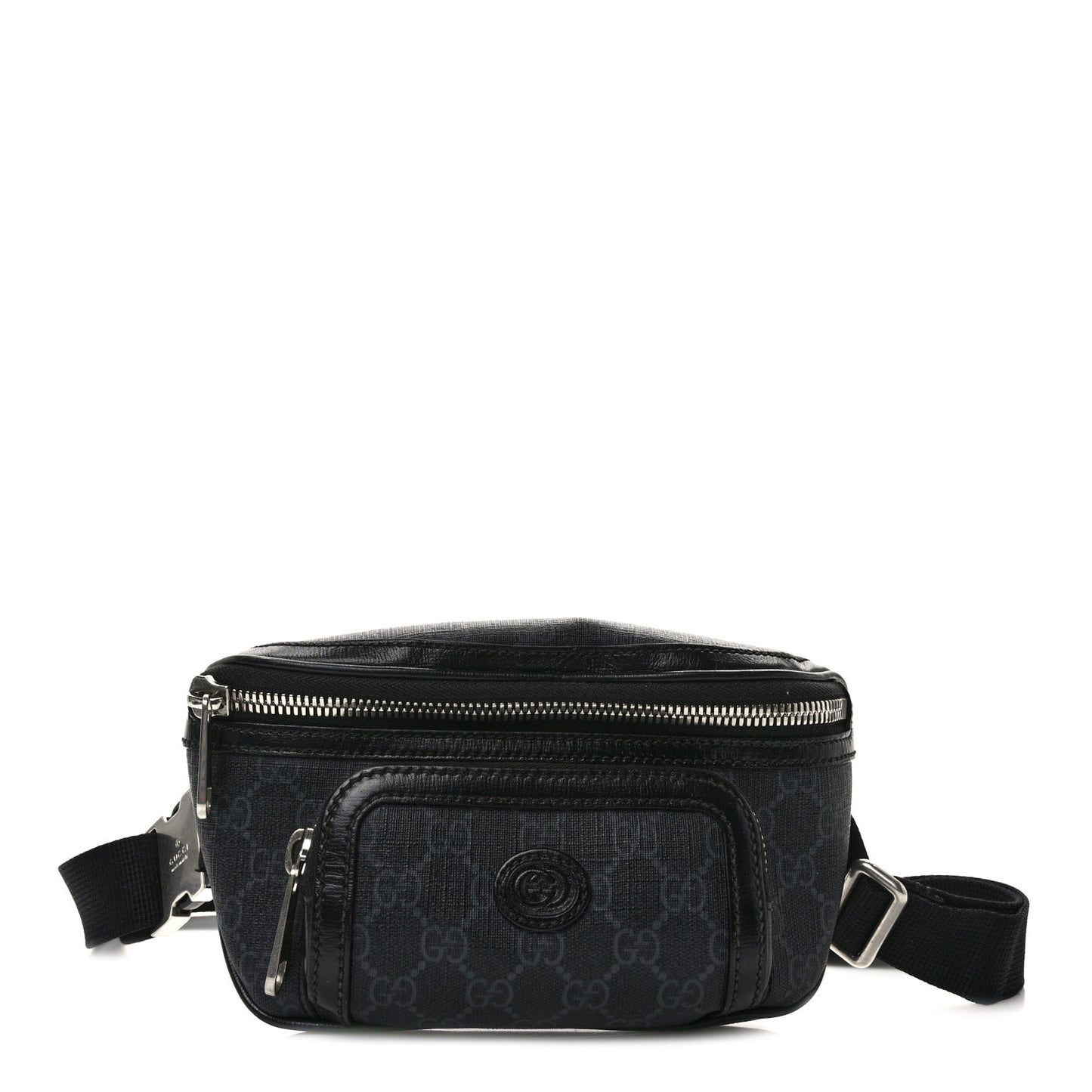 GG Supreme Monogram Textured Calfskin Retro Interlocking G Belt Bag Black