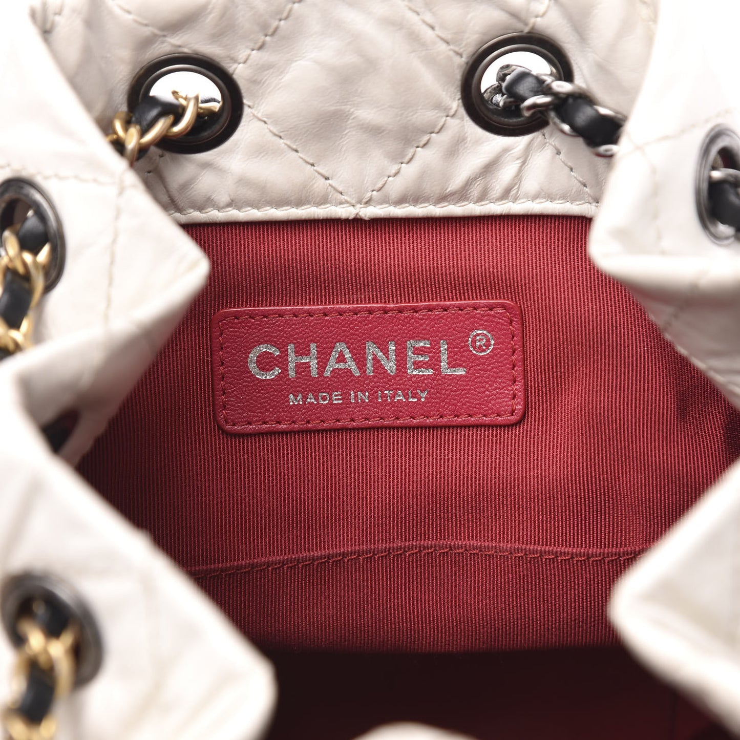 Aged Calfskin Quilted Small Gabrielle Backpack Black White