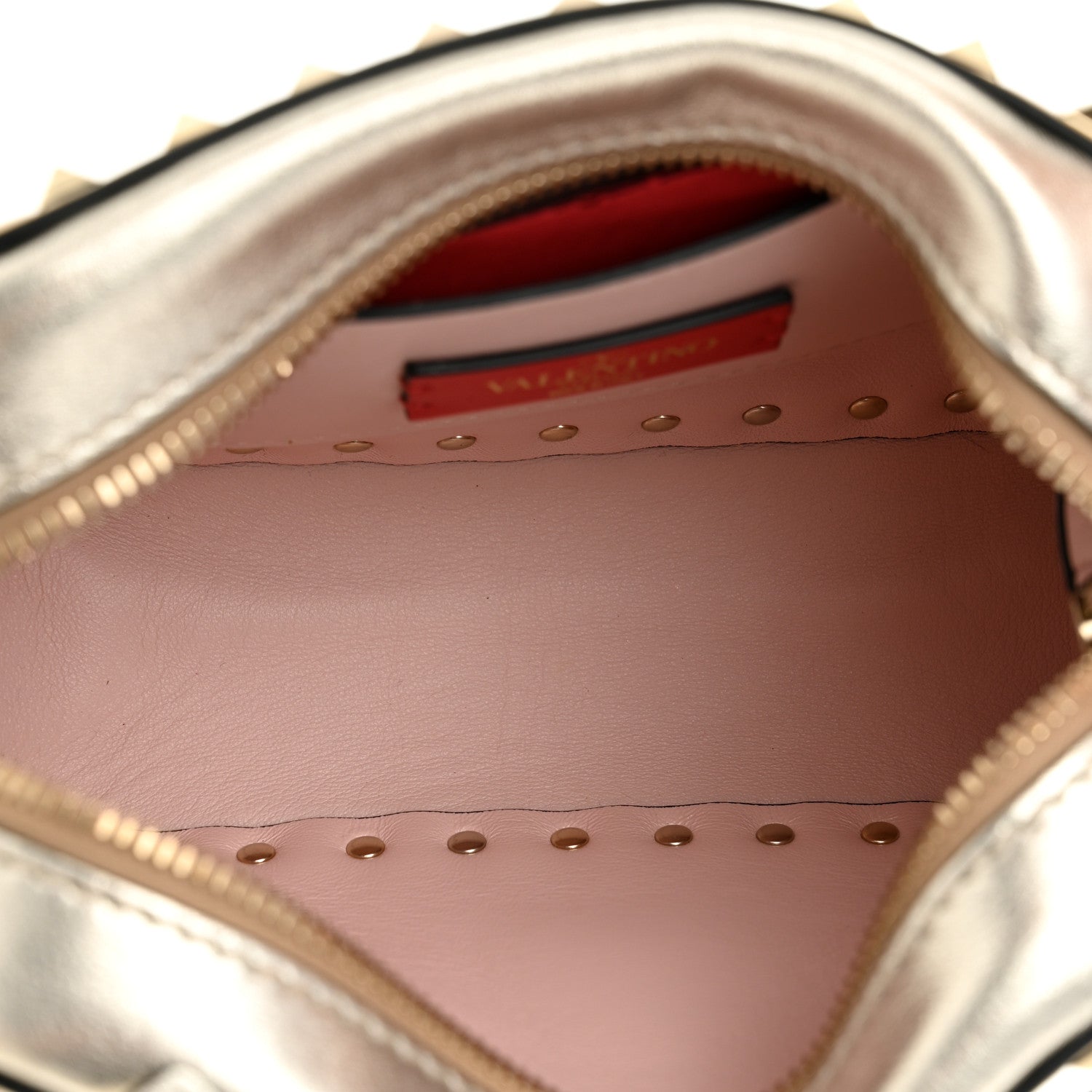 Valentino Garavani Metallic Calfskin Rockstud Camera Crossbody Bag Gold 5 of 10