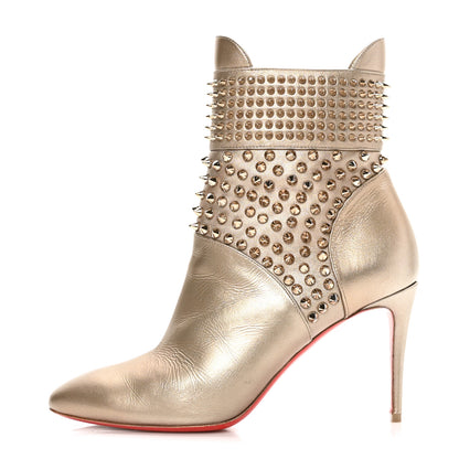 Christian Louboutin Calfskin Perle Spiked Hongroise 85 Ankle Boots 37.5 Colombe 1 of 6