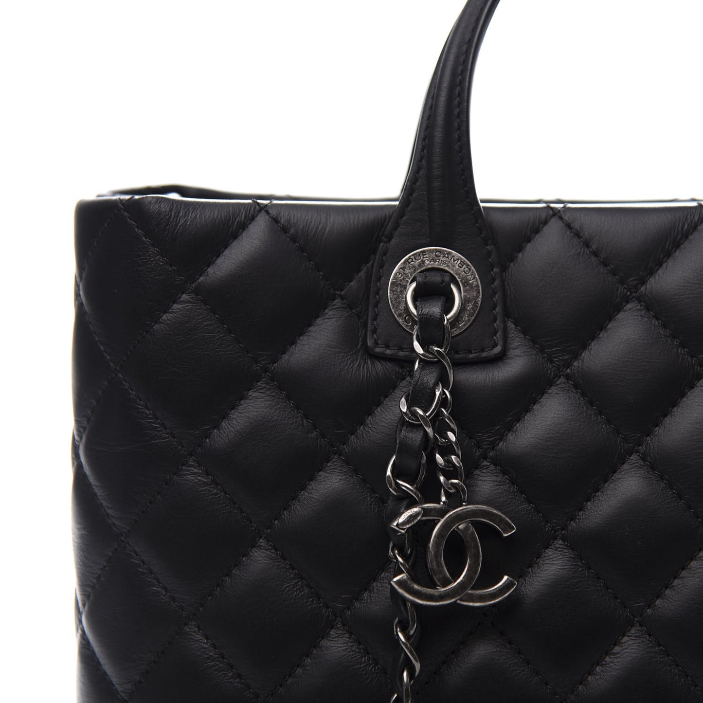 Calfskin Quilted Small Easy Shopping Tote Black