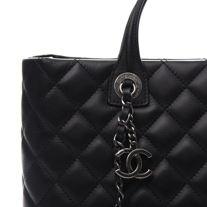 Chanel Calfskin Quilted Small Easy Shopping Tote Black 9 of 10