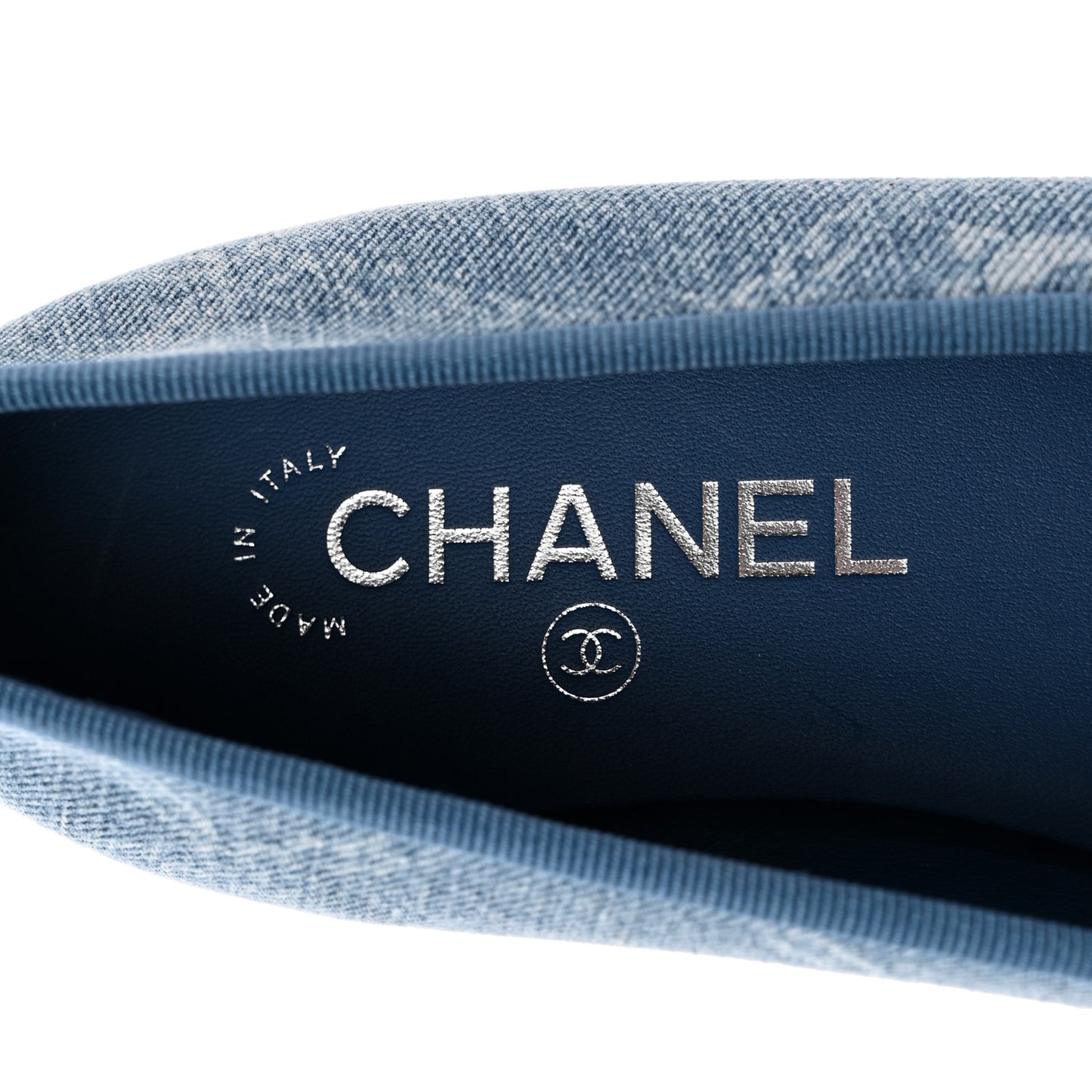Denim Printed Cap Toe Ballerina Flats 37.5 Blue