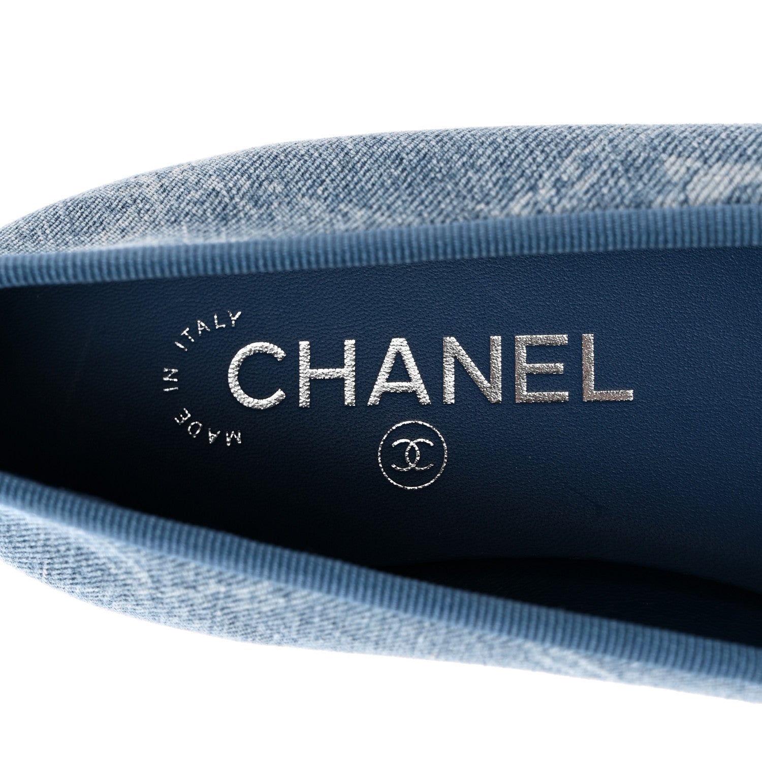 Chanel Denim Printed Cap Toe Ballerina Flats 37.5 Blue 8 of 9