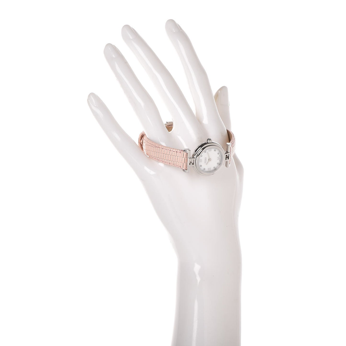 Stainless Steel Calfskin Diamond Pink Mother of Pearl 23mm Moda Quartz Watch
