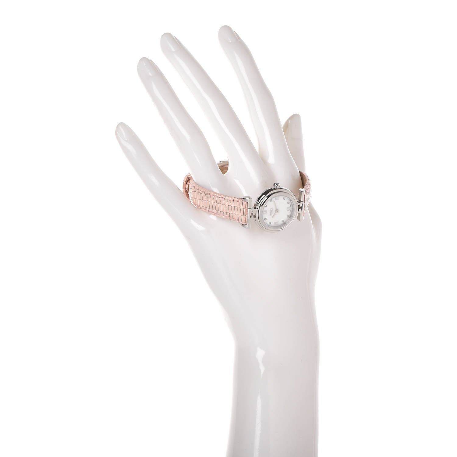 Fendi Stainless Steel Calfskin Diamond Pink Mother of Pearl 23mm Moda Quartz Watch 2 of 10