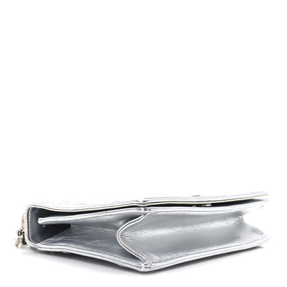 Christian Dior Metallic Crinkled Lambskin Medium Diorama Flap Bag Silver 4 of 9