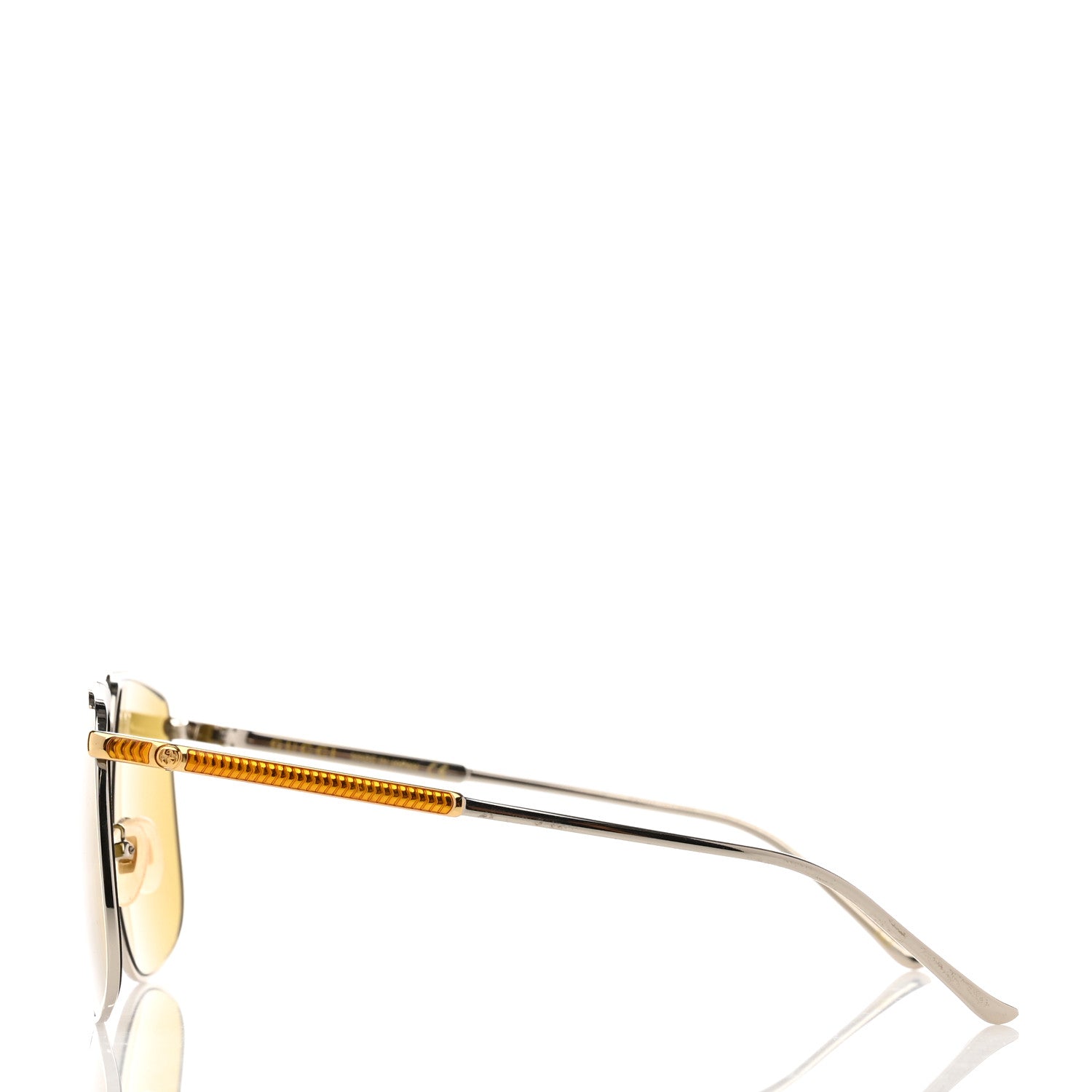 Gucci Metal Aviator Sunglasses GG0365S Silver Yellow 3 of 8