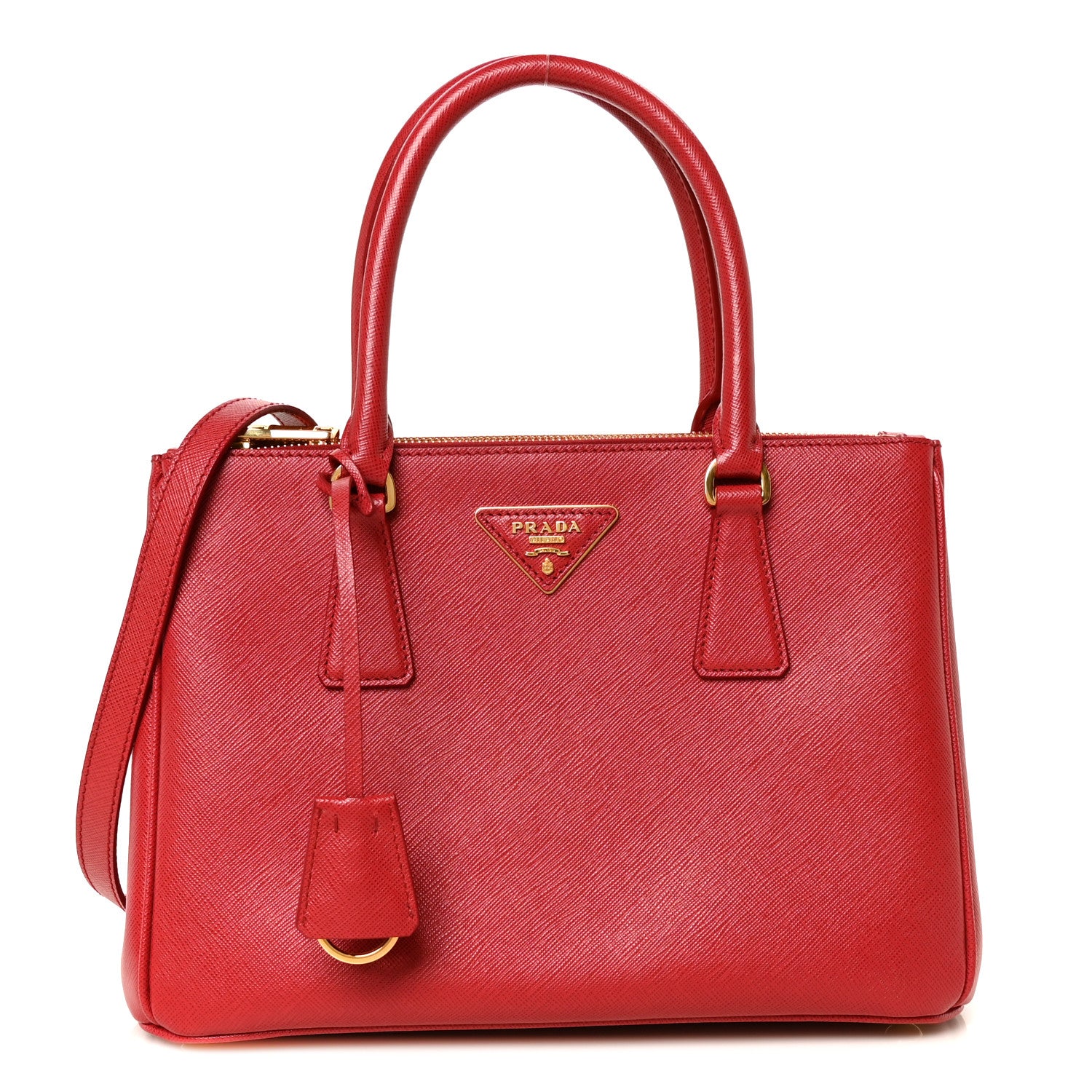 Prada Saffiano Small Galleria Double Zip Tote Fuoco 1 of 10