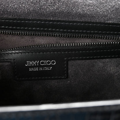 Jimmy Choo Calfskin Crocodile Embossed Madeline Top Handle Black 6 of 9