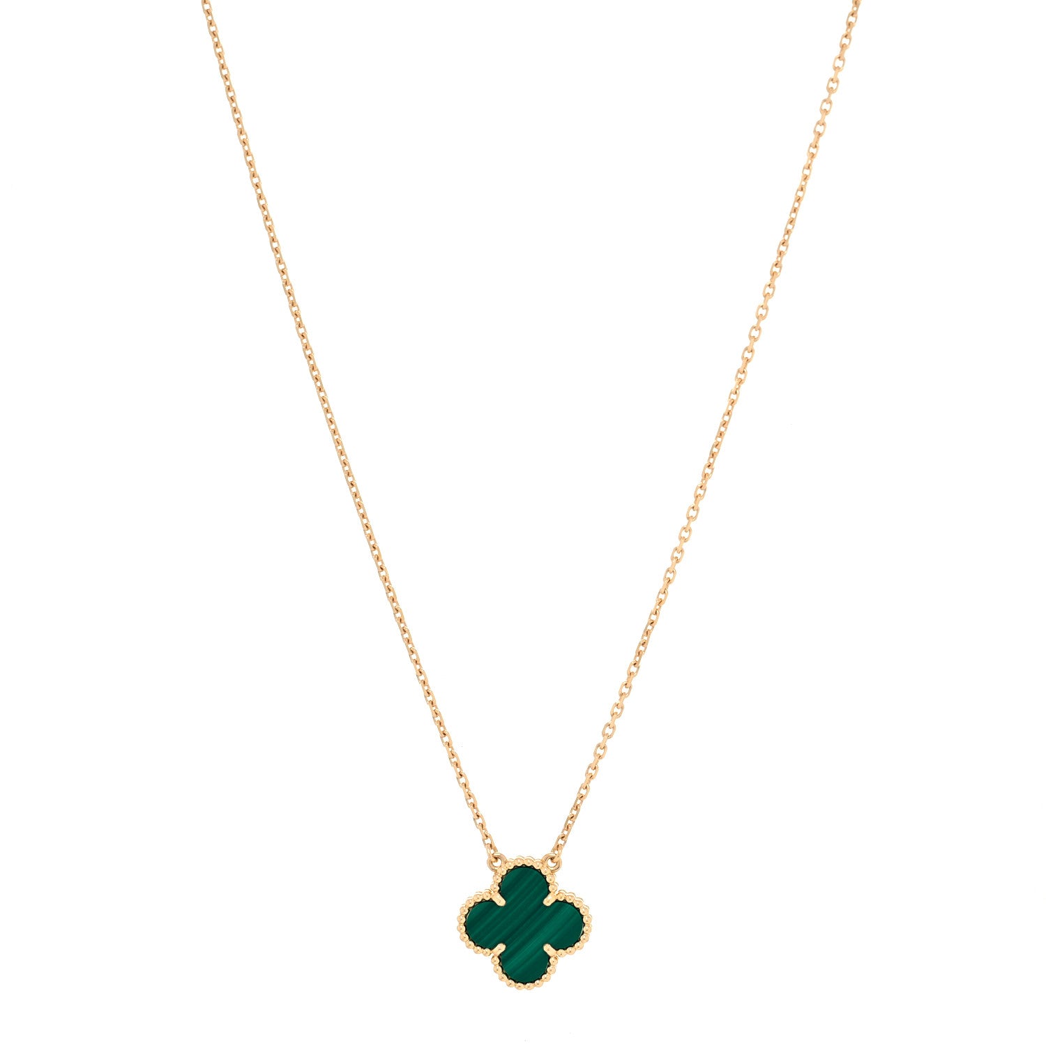 Van Cleef & Arpels 18K Yellow Gold Malachite Vintage Alhambra Pendant Necklace 1 of 6