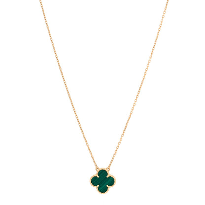 Van Cleef & Arpels 18K Yellow Gold Malachite Vintage Alhambra Pendant Necklace 1 of 6