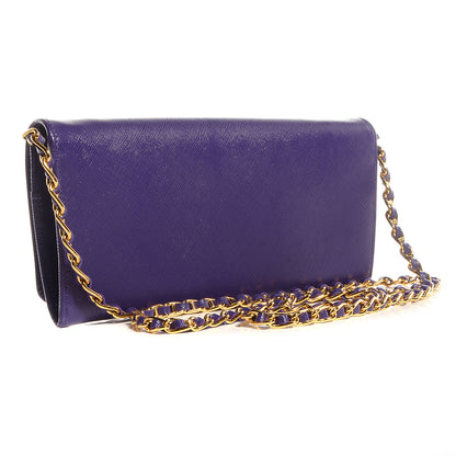 Prada Saffiano Metal Oro Chain Wallet Viola 3 of 10