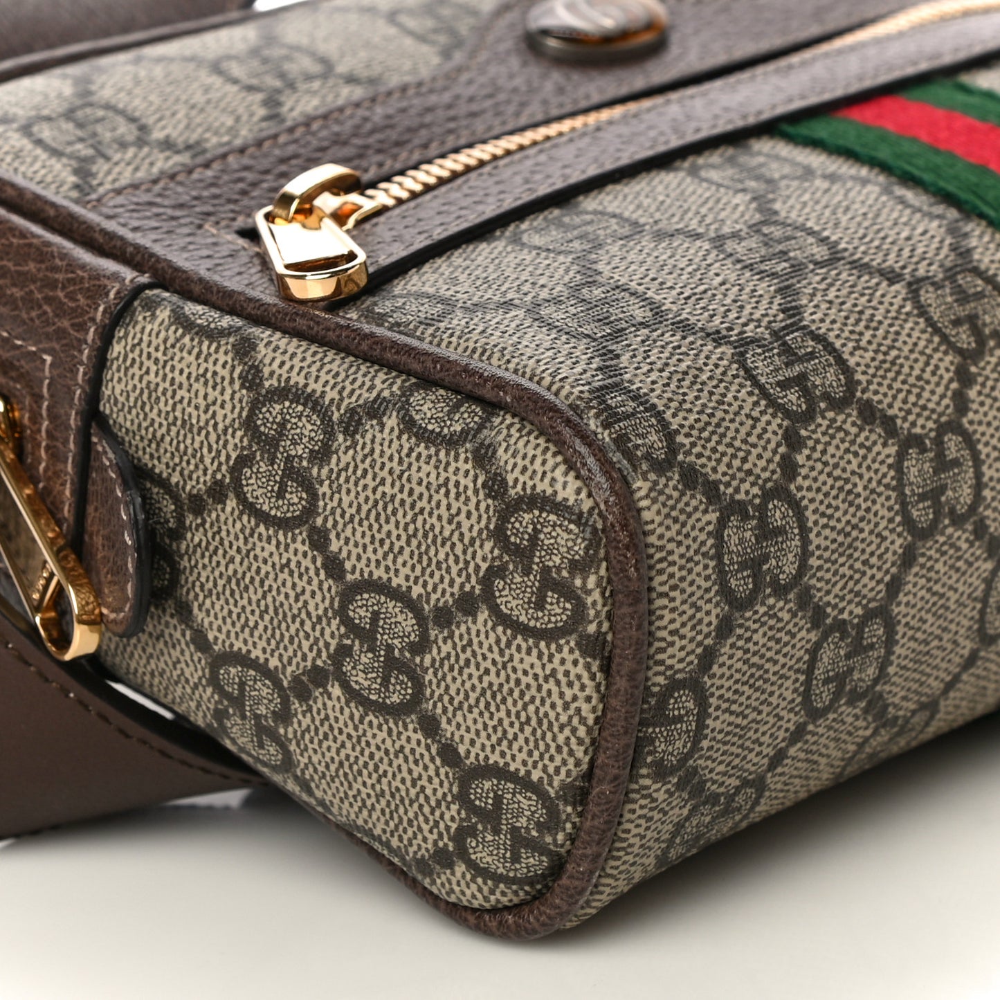 GG Supreme Monogram Web Small Ophidia Belt Bag 85 34 Dark Brown