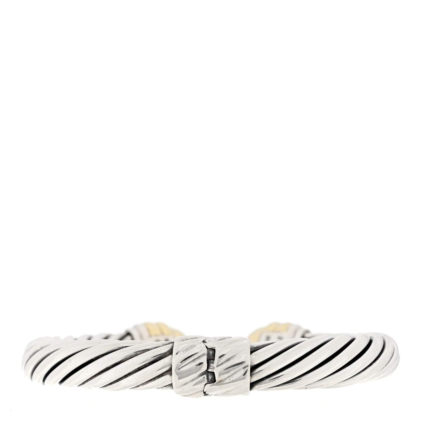 Sterling Silver 14K Yellow Gold 10mm Cable Classics Hinged Bracelet