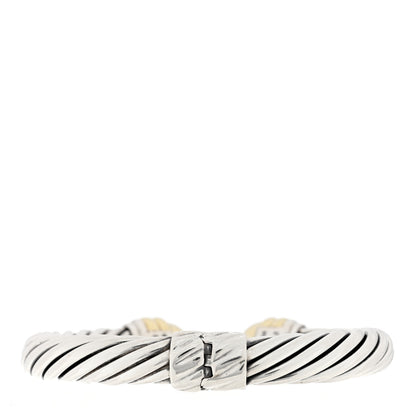 David Yurman Sterling Silver 14K Yellow Gold 10mm Cable Classics Hinged Bracelet 2 of 3