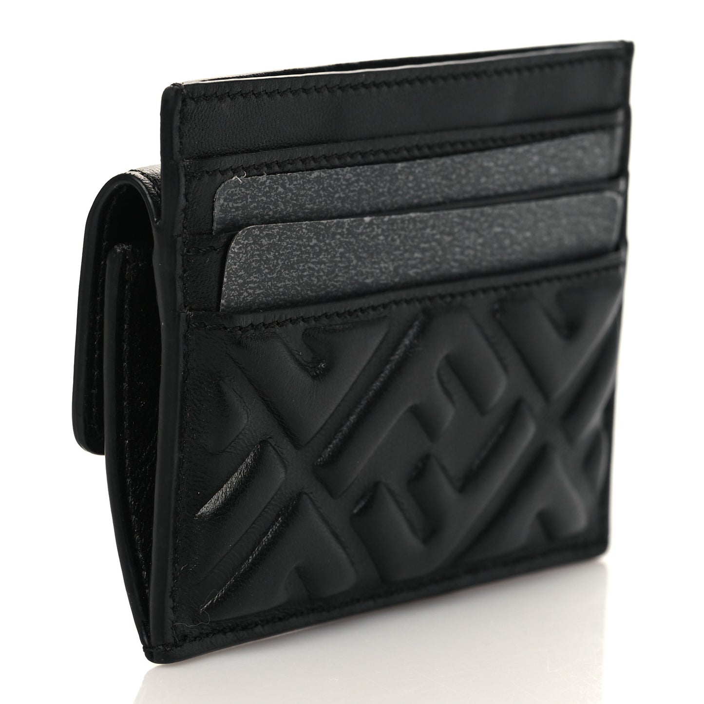 Nappa Matisse FF Embossed Fold Over Card Holder Wallet Black