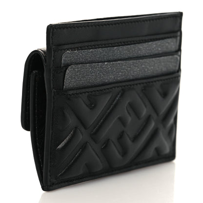 Fendi Nappa Matisse FF Embossed Fold Over Card Holder Wallet Black 3 of 7