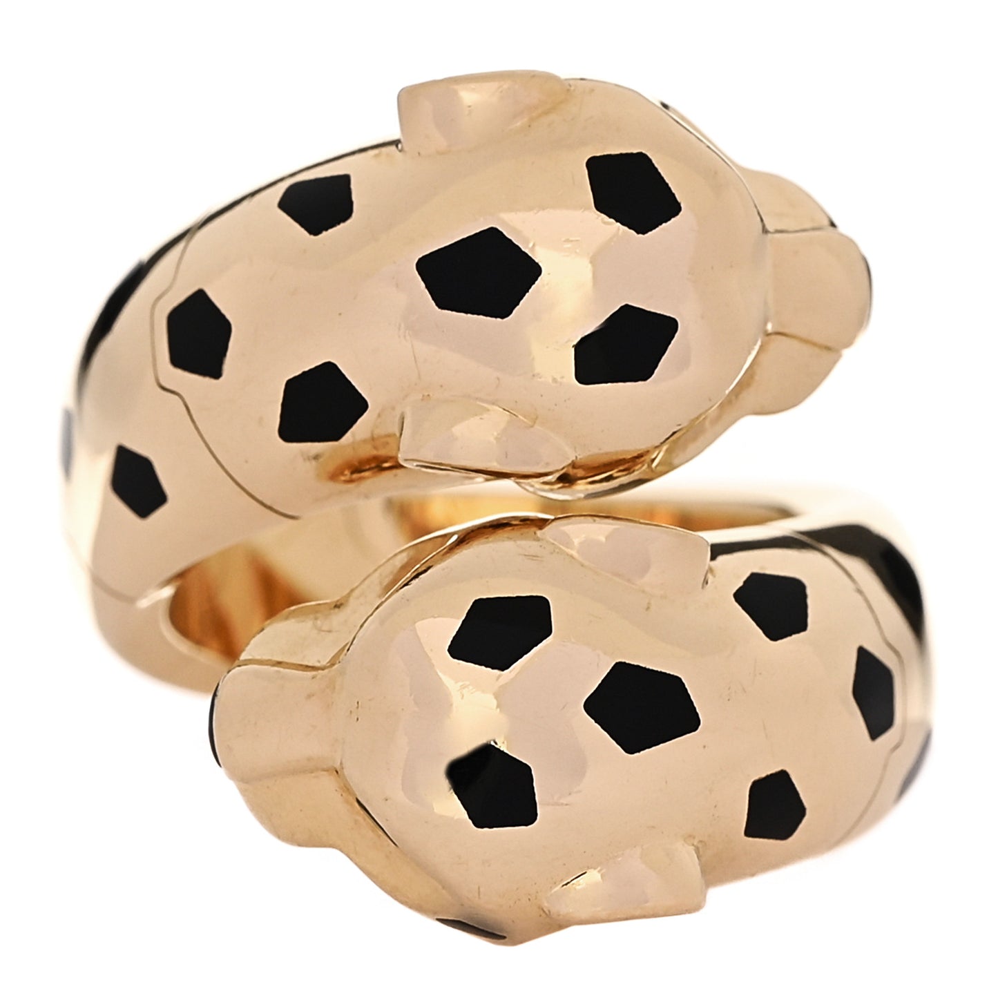 18K Yellow Gold Tsavorite Black Onyx Black Lacquer Panthere De Cartier Articulated Ring