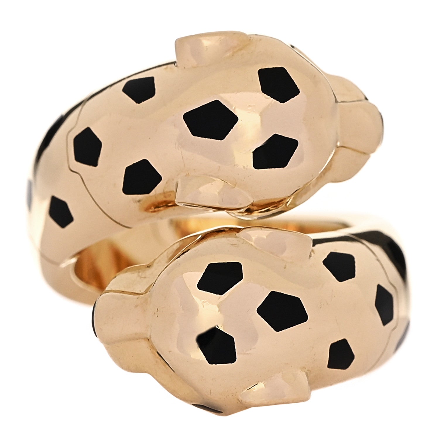 Cartier 18K Yellow Gold Tsavorite Black Onyx Black Lacquer Panthere De Cartier Articulated Ring 3 of 5