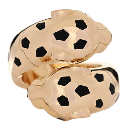 Cartier 18K Yellow Gold Tsavorite Black Onyx Black Lacquer Panthere De Cartier Articulated Ring 3 of 5