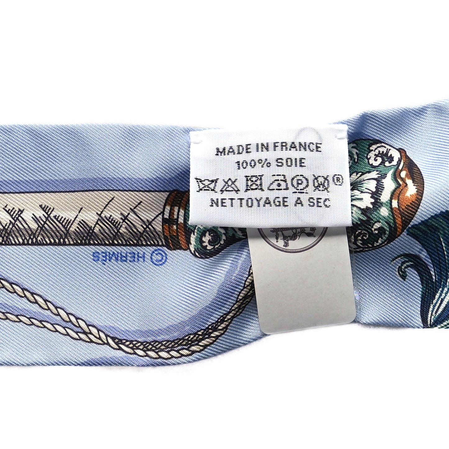 Silk Cavalcades Twilly Bleu Ciel Creme Vert