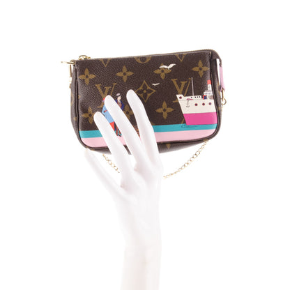 Louis Vuitton Monogram 2016 Christmas Animation Mini Pochette Accessories Rose Ballerine 2 of 7