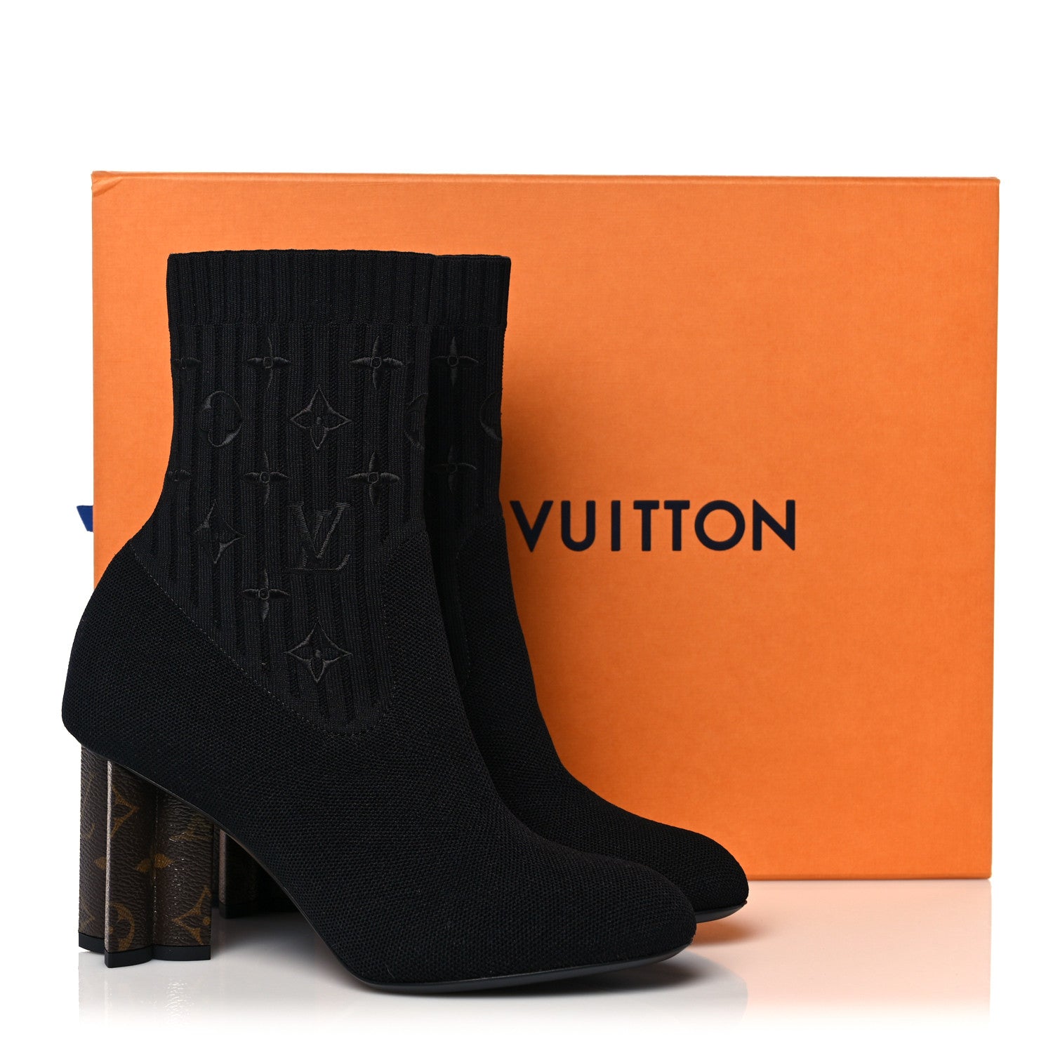 Louis Vuitton Monogram Stretch Fabric Silhouette Ankle Boots 37 Black 8 of 8