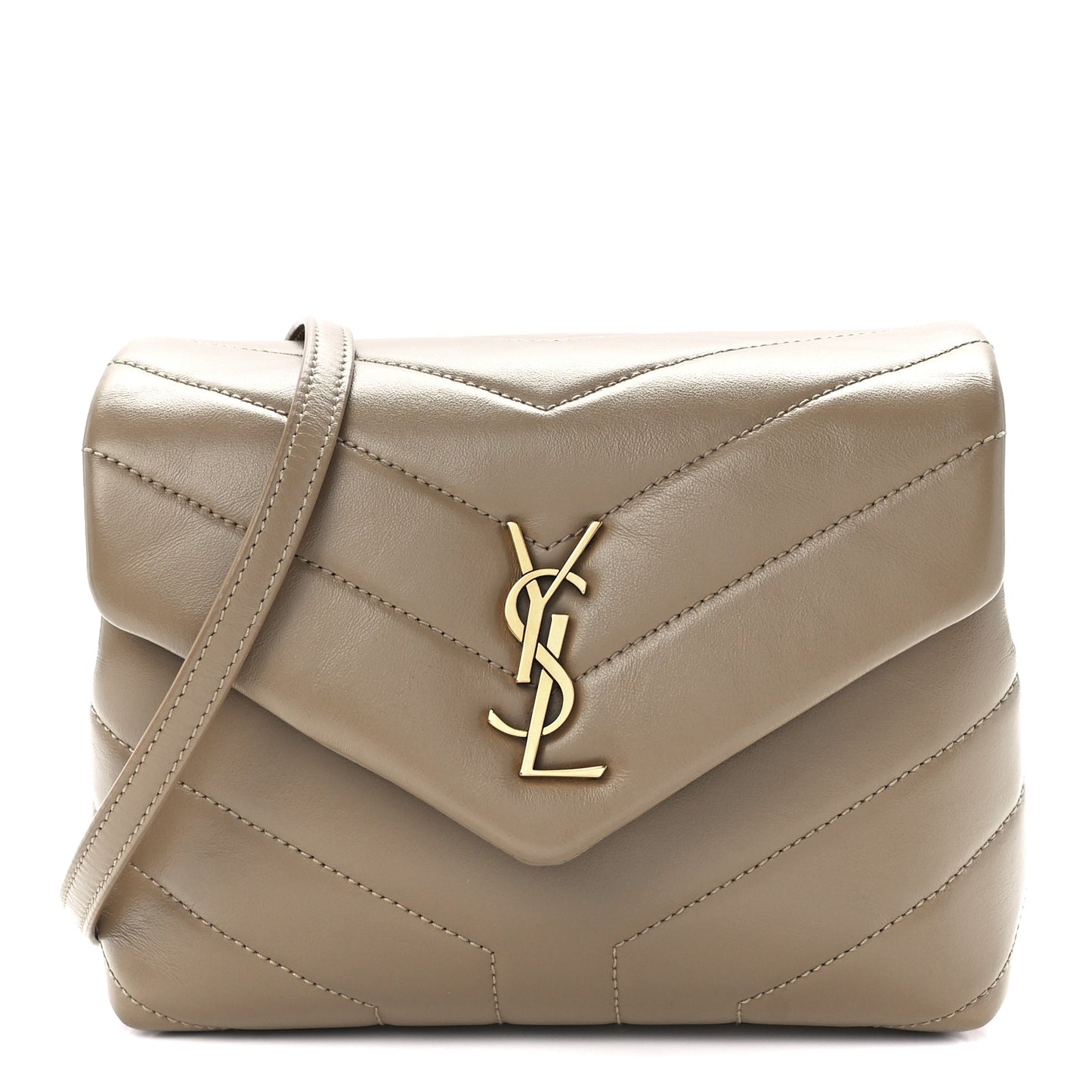 Calfskin Y Quilted Monogram Toy Loulou Crossbody Bag Dark Beige
